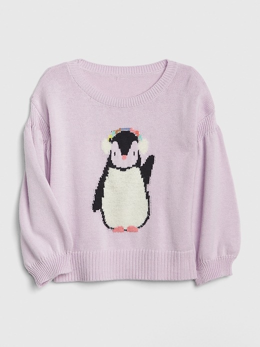 Image number 1 showing, Toddler Penguin Balloon-Sleeve Sweater
