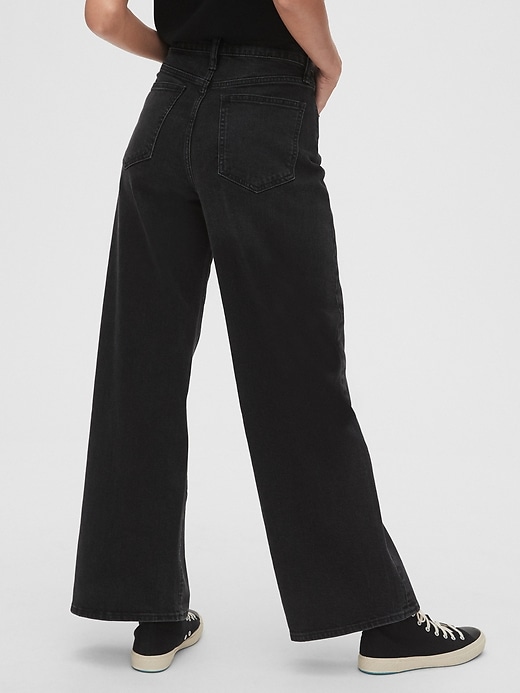 2 of 8 showing, with the color true black of product High Rise Wide-Leg Jeans with Secret Smoothing Pockets