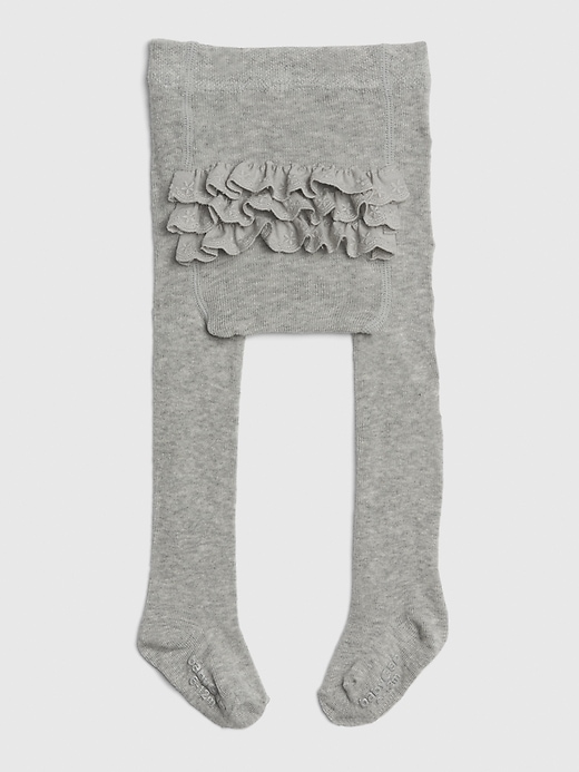 1 of 8 showing, with the color heather grey of product Baby Ruffle Tights