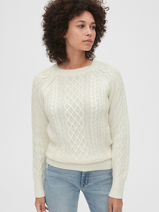 View large product image 1 of 1. Cable-Knit Crewneck Sweater