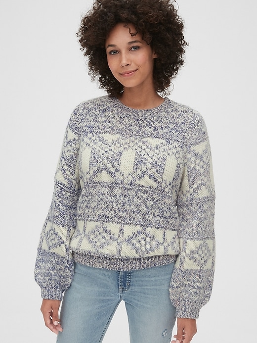 View large product image 1 of 1. Chunky Fair-Isle Crewneck Sweater