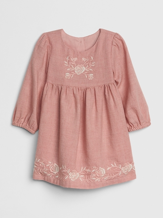 Image number 1 showing, Baby Embroidered Flannel Dress