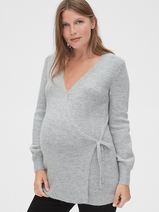 View large product image 1 of 1. Maternity Side-Tie Wrap Sweater