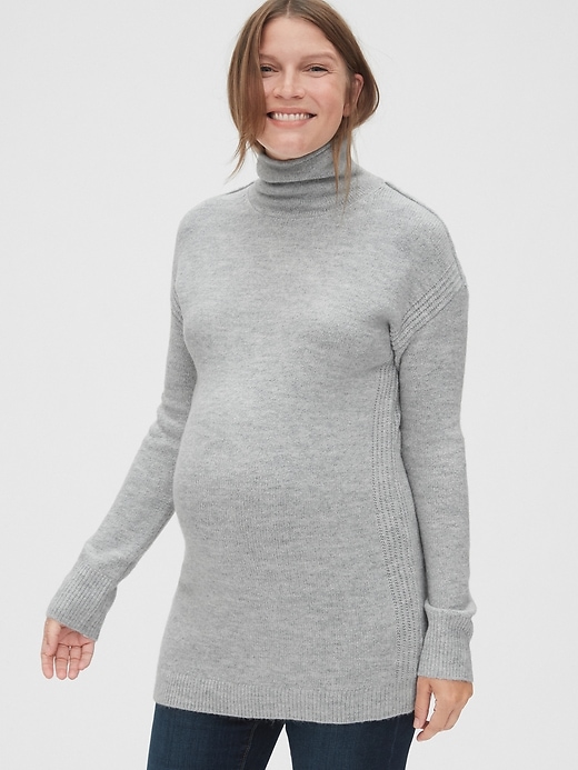 View large product image 1 of 1. Maternity Cozy Turtleneck Tunic Sweater