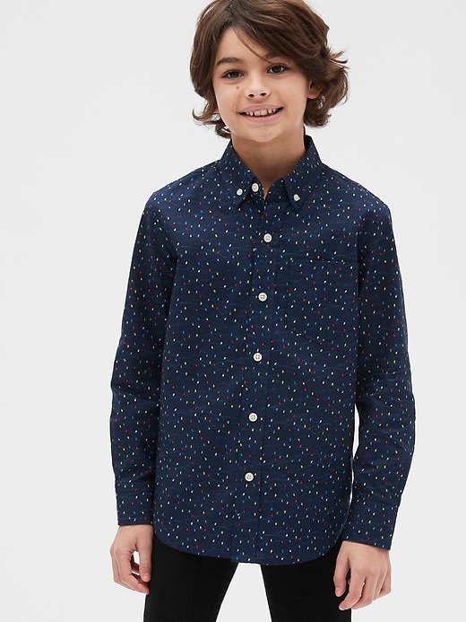 Image number 2 showing, Kids Print Poplin Button-Down Shirt
