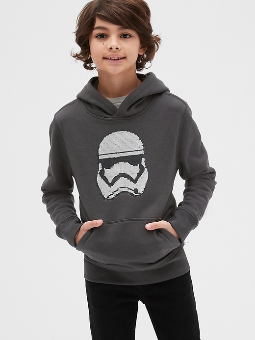 2 of 8 showing, with the color cast iron of product GapKids &#124 Star Wars™ Hoodie Sweatshirt