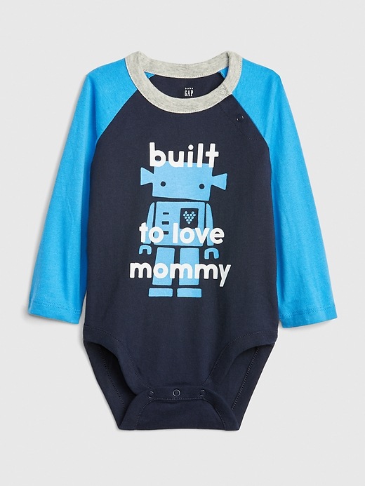 1 of 8 showing, with the color dark night of product Baby Raglan Bodysuit