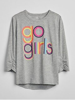 GapFit Kids Cinched-Sleeve Graphic T-Shirt