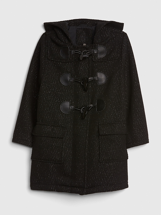 1 of 8 showing, with the color true black of product Toddler Glitter Duffle Coat