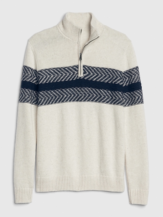 Image number 6 showing, Textured Chest-Stripe Quarter-Zip Sweater