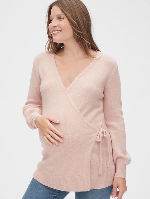 Image number 1 showing, Maternity Side-Tie Wrap Sweater