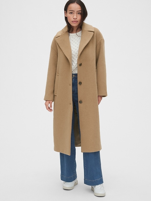 Image number 1 showing, Oversized Longline Wool-Blend Coat