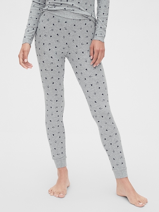 1 of 8 showing, with the color heather grey of product Print Ribbed Leggings