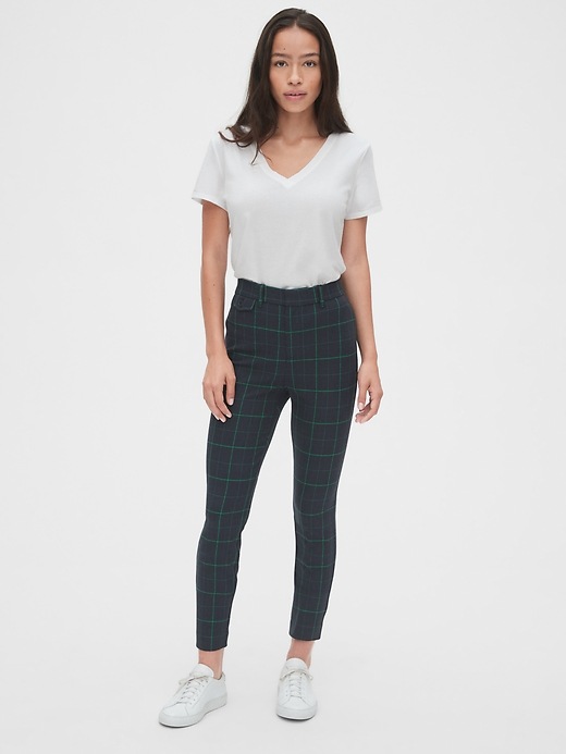Image number 3 showing, High Rise Plaid Skinny Ankle Pants