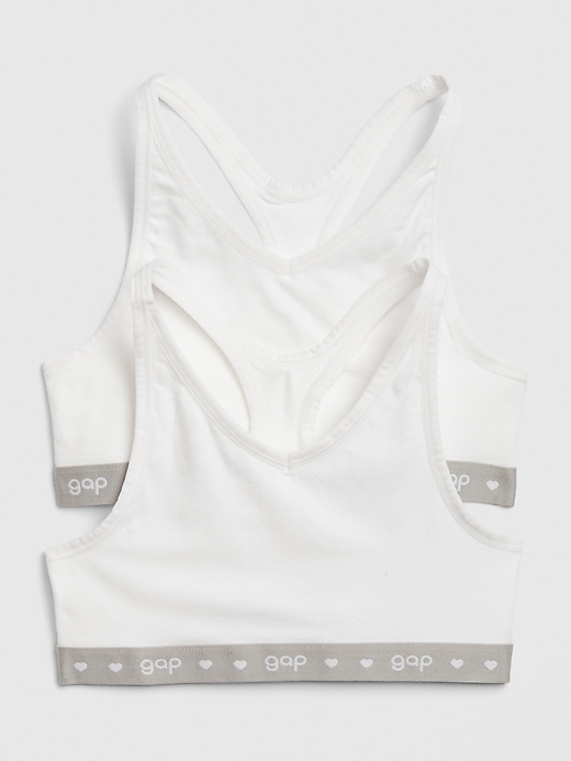 1 of 8 showing, with the color white of product Kids Gap Logo Racerback Bra (2-Pack)