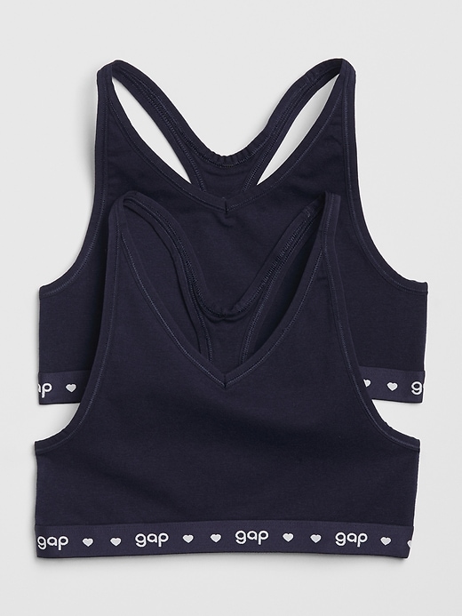 1 of 8 showing, with the color elysian blue of product Kids Gap Logo Racerback Bra (2-Pack)