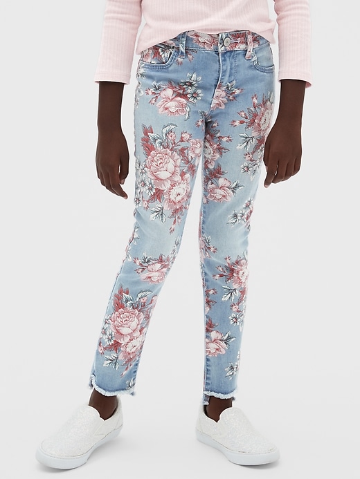 Image number 2 showing, Kids Step-Hem Floral Jeggings with Stretch