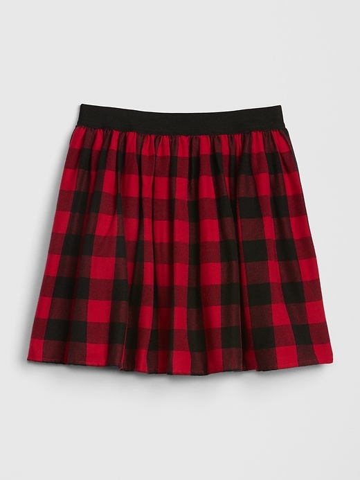 1 of 8 showing, with the color modern  red of product Kids Buffalo Plaid Flippy Skirt