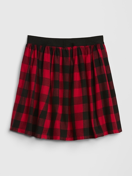 2 of 8 showing, with the color modern  red of product Kids Buffalo Plaid Flippy Skirt