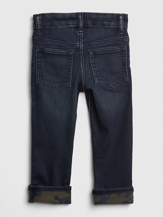 2 of 8 showing, with the color dark wash of product Toddler Straight Jeans with Stretch