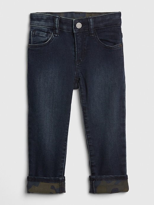 1 of 8 showing, with the color dark wash of product Toddler Straight Jeans with Stretch
