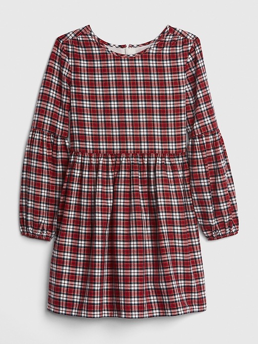 Image number 1 showing, Kids Plaid Balloon-Sleeve Dress