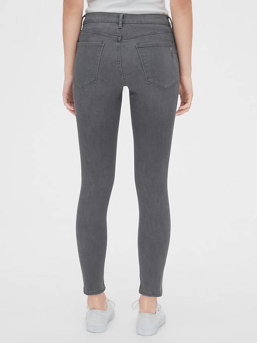 2 of 8 showing, with the color grey destroy of product Mid Rise Distressed Favorite Jeggings
