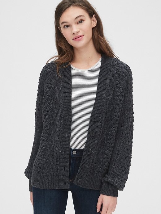 View large product image 1 of 1. Bobble-Stitch Raglan Cardigan Sweater
