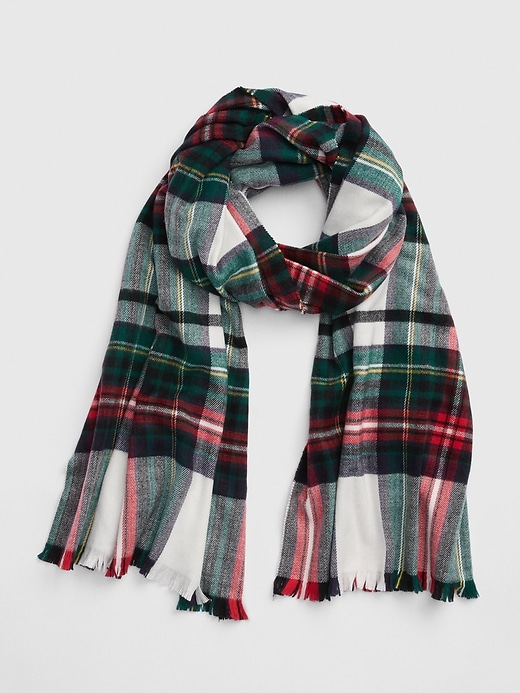 1 of 8 showing, with the color red & green tartan plaid of product Cozy Scarf
