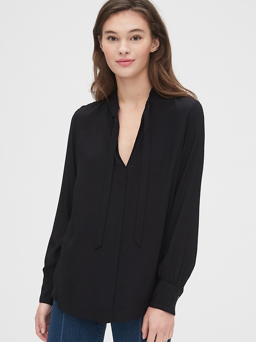 Image number 1 showing, Tie-Neck Blouse