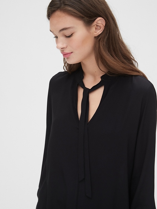 Image number 5 showing, Tie-Neck Blouse