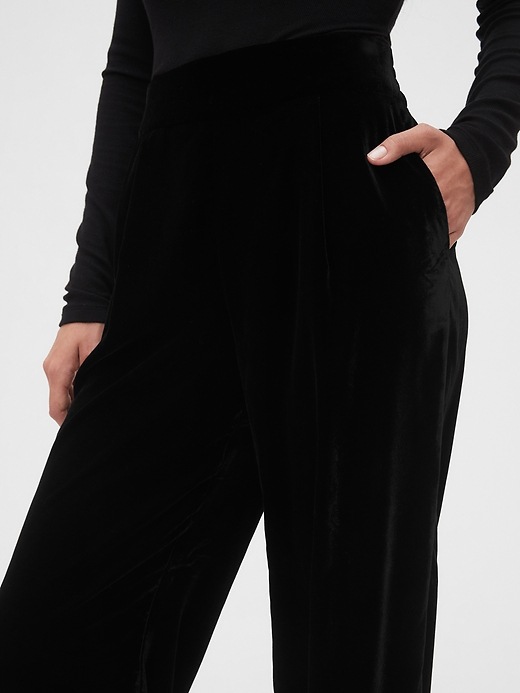 Image number 5 showing, High Rise Velvet Pleated Wide-Leg Pants