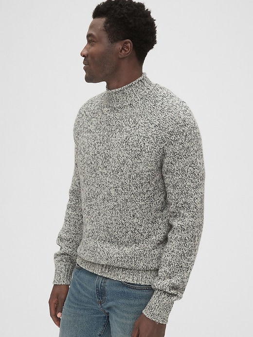 Image number 1 showing, Chunky Wool-Blend Marled Mockneck Sweater