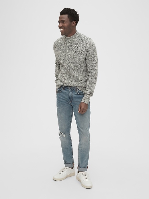 Image number 3 showing, Chunky Wool-Blend Marled Mockneck Sweater
