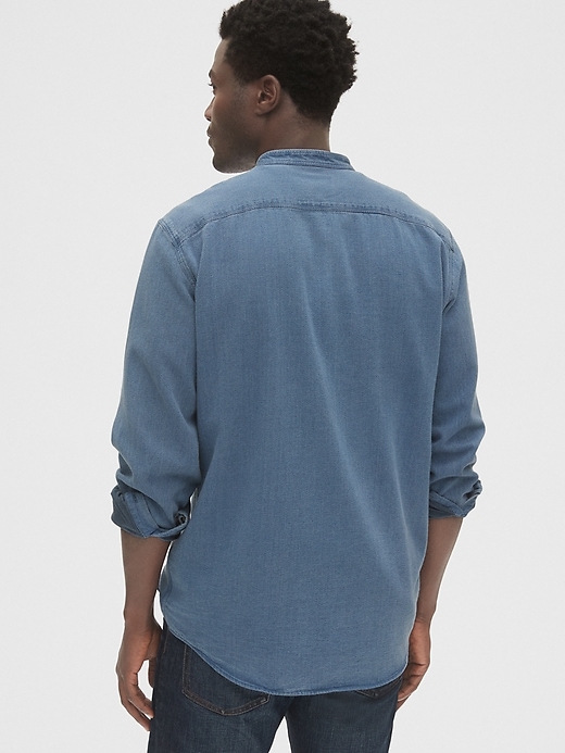 Image number 2 showing, Textured Band Collar Shirt