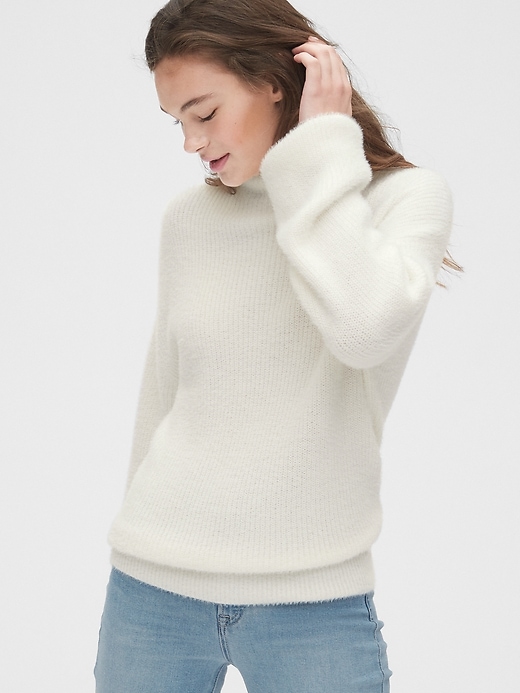 View large product image 1 of 1. Fuzzy Mockneck Sweater