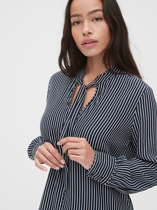 Image number 5 showing, Stripe Tie-Neck Blouse