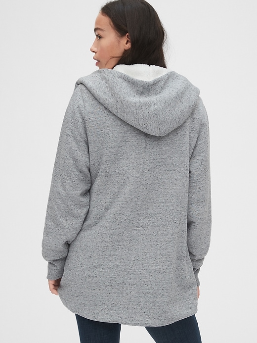 Image number 2 showing, Sherpa-Lined Open-Front Hoodie in French Terry