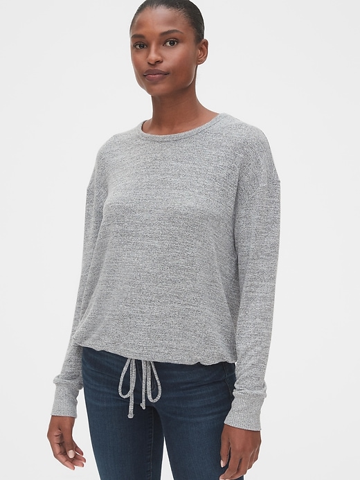 1 of 8 showing, with the color marled grey of product Softspun Tie-Hem Top
