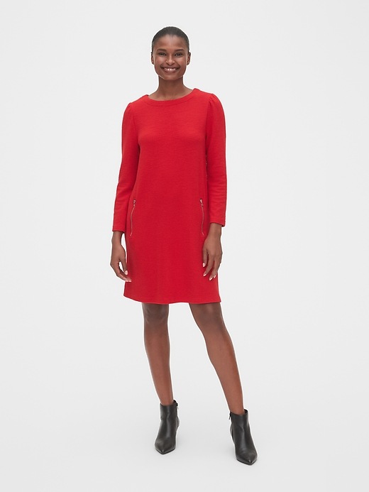 Image number 3 showing, Zip Pocket Textured Puff-Sleeve Dress