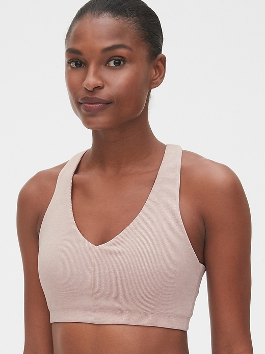 Gap Fit Low Support Ribbed Racerback Sports Bra in Brushed Tech Jersey