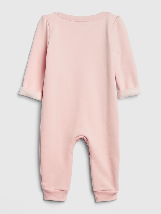 2 of 8 showing, with the color pink cameo of product Baby Applique Cozy One-Piece