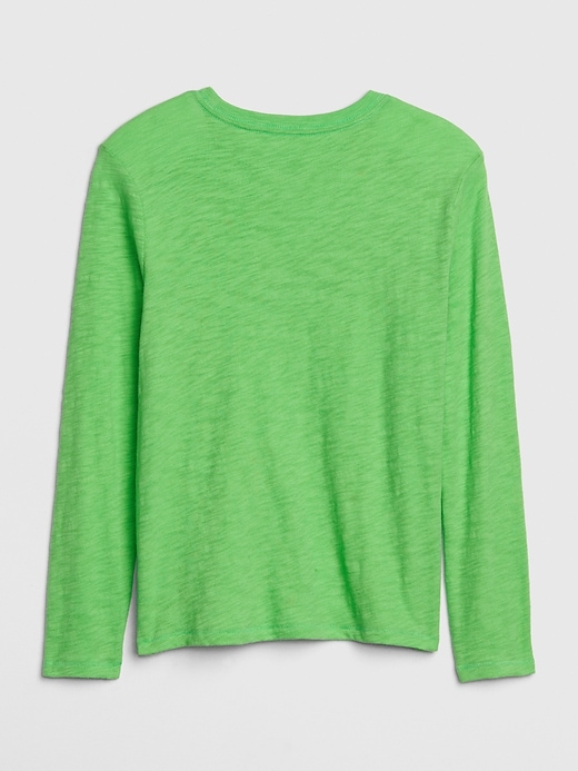2 of 8 showing, with the color neon lime green of product Kids Chest-stripe Pocket T-Shirt