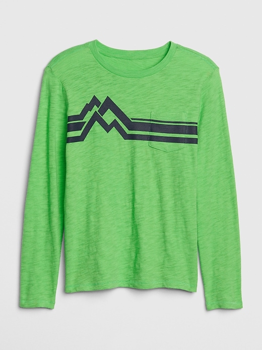 1 of 8 showing, with the color neon lime green of product Kids Chest-stripe Pocket T-Shirt