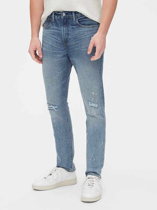 1 of 8 showing, with the color authentic repair of product Rip & Repair Skinny Jeans with GapFlex