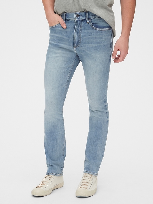 1 of 8 showing, with the color light ice blue of product GapFlex Skinny Jeans With Washwell™