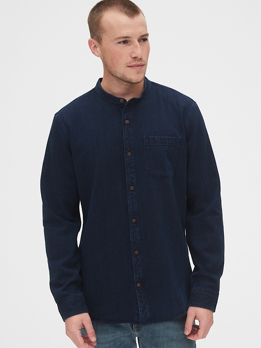 Image number 7 showing, Textured Band Collar Shirt
