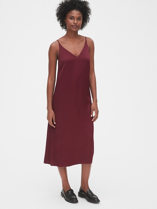 Image number 1 showing, Satin Cami Midi Slip Dress