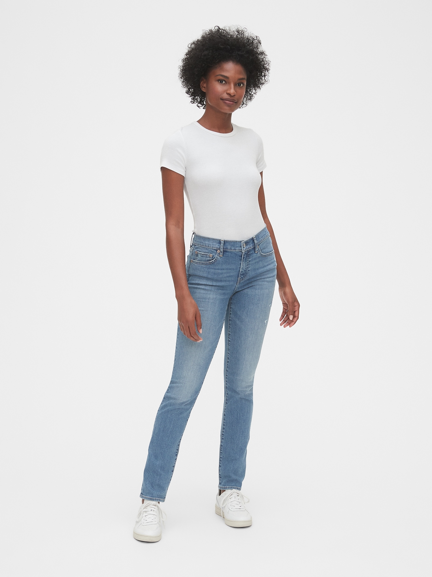 gap mid rise classic straight jeans
