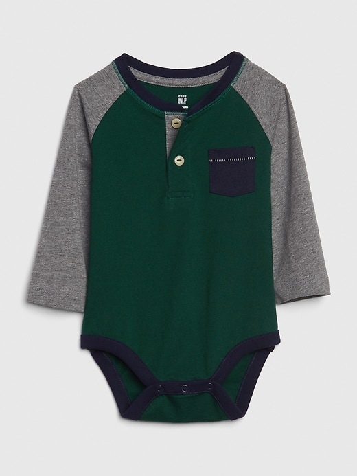 Image number 1 showing, Baby Colorblock Henley Bodysuit